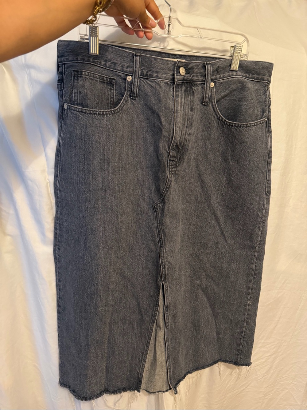 Madewell Black Washed maxi Denim Skirt